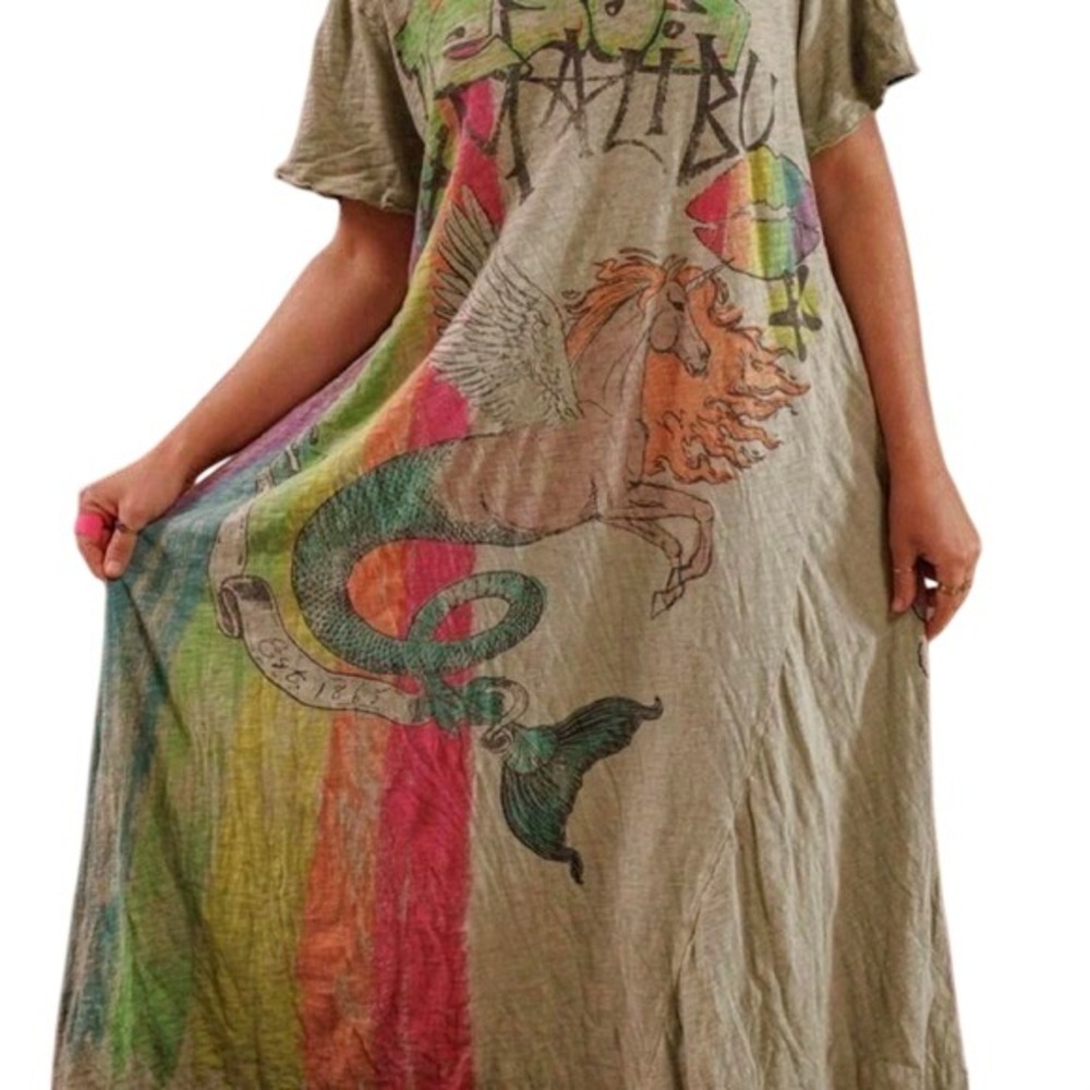 Magnolia Pearl Malibu Besos Tee Shirt Dress 1576 Green Unicorn Mermaid NWT RARE